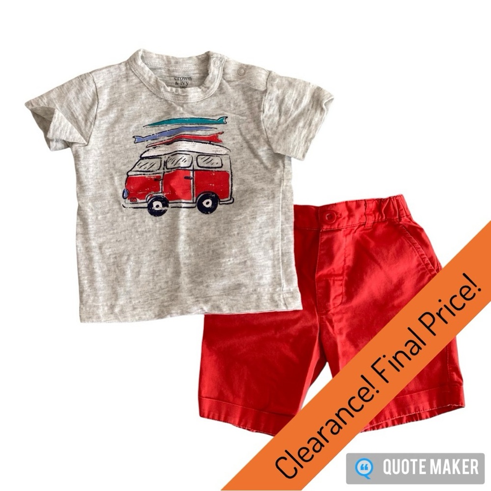 Crown & Ivy 2 pc Shorts & Top Set (9 Months)